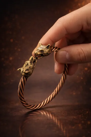 Picture of Viking Kurt Başlı Bakır Bileklik – Güç, Cesaret ve Sadakati Sembolize Eden Erkek Bakır Bileklik