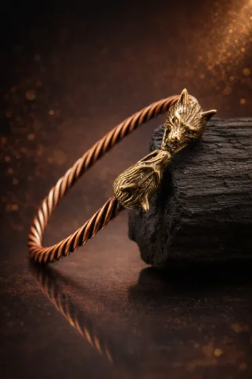 Picture of Viking Kurt Başlı Bakır Bileklik – Güç, Cesaret ve Sadakati Sembolize Eden Erkek Bakır Bileklik